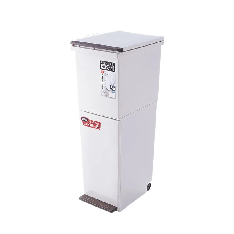 Kitchen double-layer large-capacity multifunctional sorting trash bins for home use