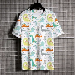 Casual Versatile Men Clothing Stylish Dinosaur Print for Men Round Neck Fashion Tshirt Leisure Sport Graphic Children's T-shirt