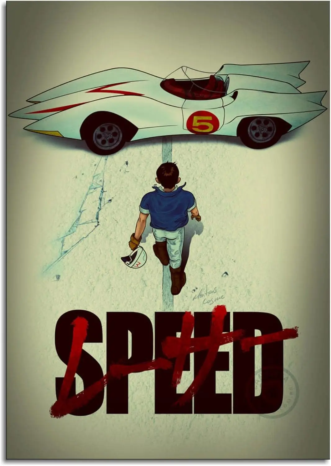 PAMVINT Speed Racer, arte de pared de anime, póster de película vintage, impresiones en lienzo, decoración estética para dormitorio, cine, hogar y oficina