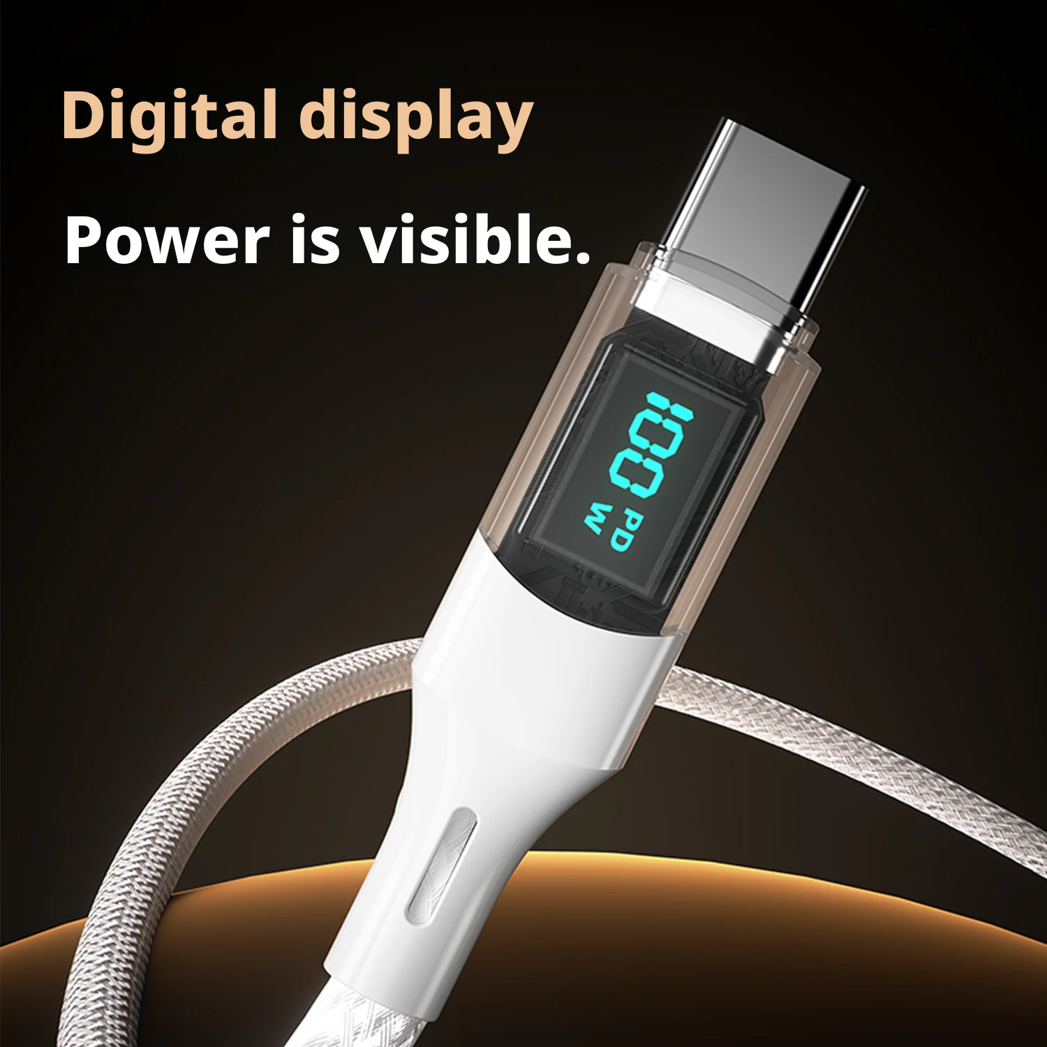 كابل ANSEIP 100 وات USB إلى النوع C لهاتف iPhone 17 16 15 كابل شحن سريع للغاية مع سلك بيانات شاشة LED لهاتف سامسونج هواوي