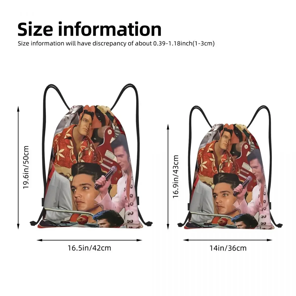 E-Elvis Presley Drawstring Backpack Sports Gym Sackpack String Bags for Working Out