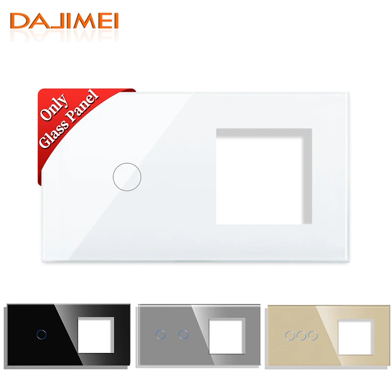 DAJIMEI Only Crystal Glass Panel 158mm 1/2/3gang Glass Frame With Metal Frame For Wall Socket Switch DIY Function Part