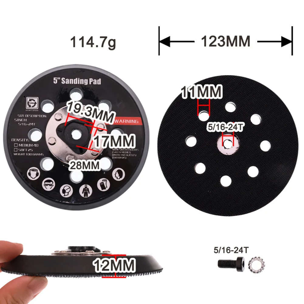 Replacement PU 5-Inch 8-Hole Sanding Pad Compatible With Orbital Sander Car Beauty PU Polishing Disc