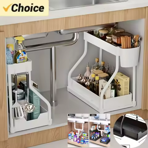 Space-Saving 2-Tier Pull-Out Under-Sink Drawer Organizer — Best high-volume plastic pull-out drawer