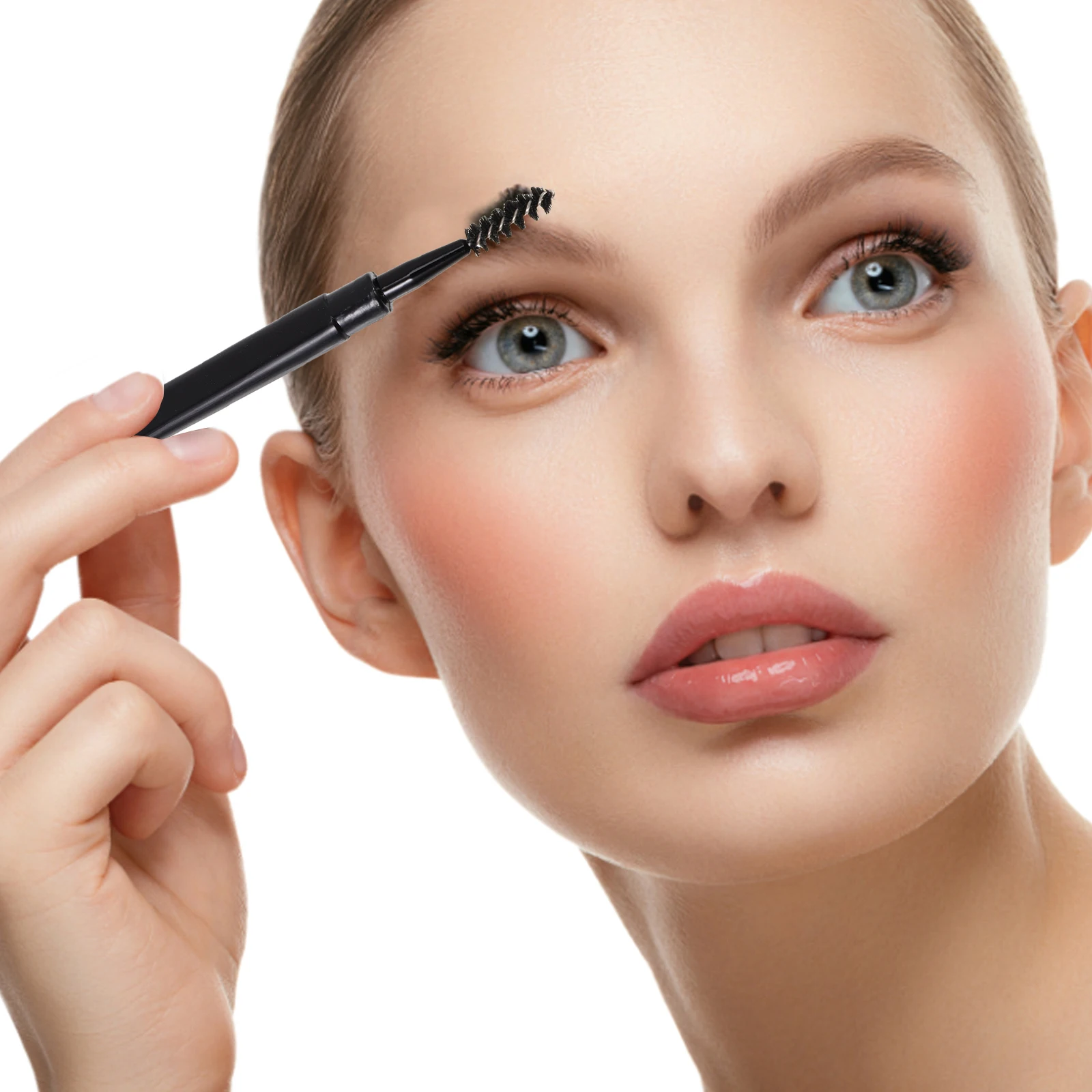 6-delige wenkbrauwborstel zwarte vezel ergonomische wimperborstel kam aparte mascara reismake-up gereedschap kunststof veilig