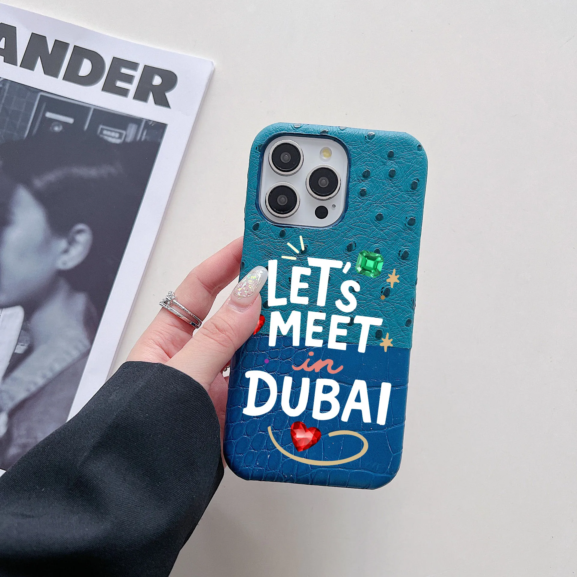 どこで会いたいですか？DUBAIレザー製スマホケース（16、 - Phone Cases Dubai のレビューと価格