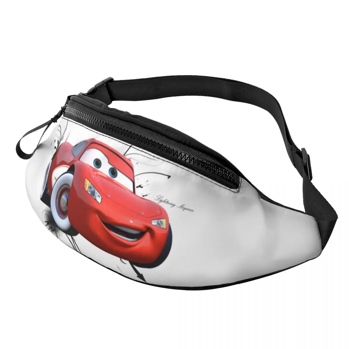 

Custom Lightning Mcqueen Cars Fanny Pack for Women Men Cool Cars Crossbody Waist Bag Travel Hiking Phone Money Pouch