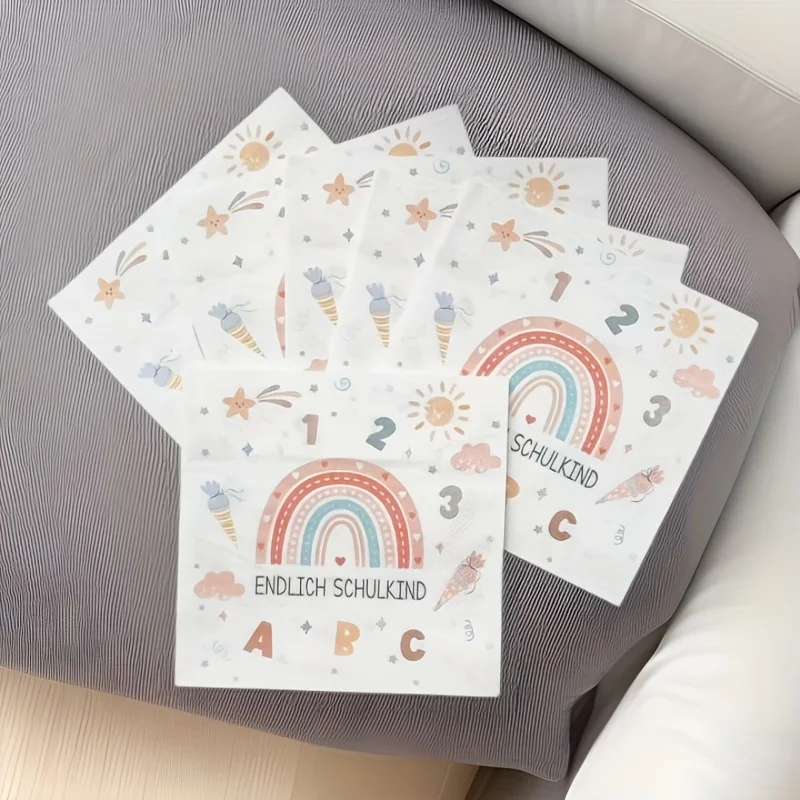 20pcs 33.02*33.02 Cm, Double Layer Pure Wood Pulp Napkins for The Beginning of School,Party Decoration Napkins,Paper Napkins