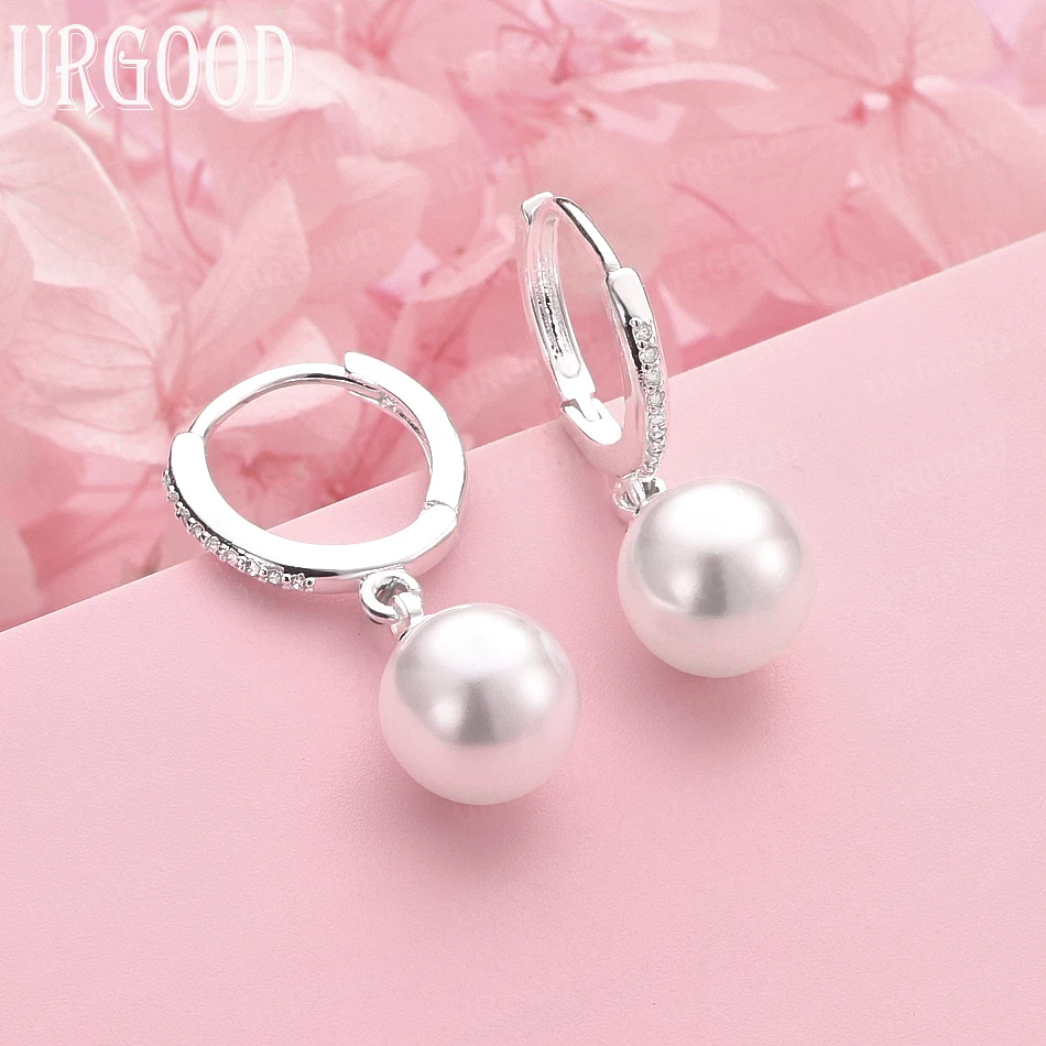 

925 Sterling Silver 12mm Pear Pendant Earrings Women Romantic Gift Party Engagement Wedding Charm Jewelry