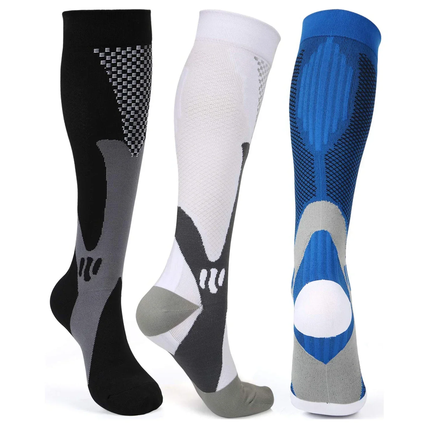 3 Pairs Compression Socks Women Men Medical Nursing Stockings 20-30 mmHg Sports Socks Marathon Cycling Varicose Veins Running