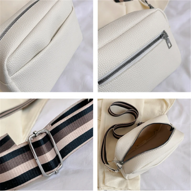 Wide Strap Women Crossbody Bags Solid  Ladies Handbags Luxury Square Shoulder Sling for Femele