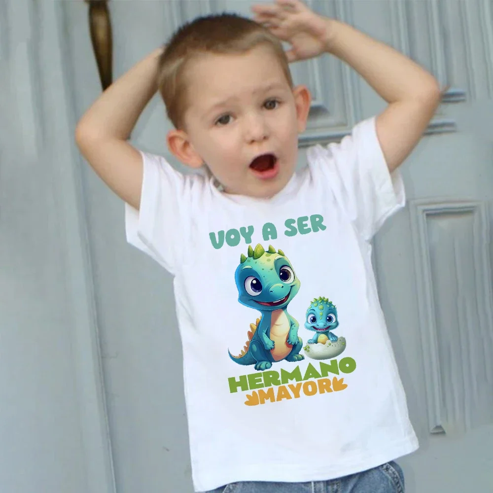 I Will Become A Brother Spanish Print Kinder Shirt Schwangere Ankündigung T-shirt Jungen Kurzarm T-shirt Kind Sommer Kleidung Tops