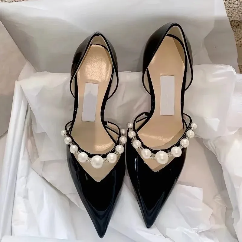 Luxuriöse Leder-Pumps für Damen Elegante Spitze Schuhe mit Dünnen Hohen Absätzen für Frauen Party- und Hochzeitsschuhe