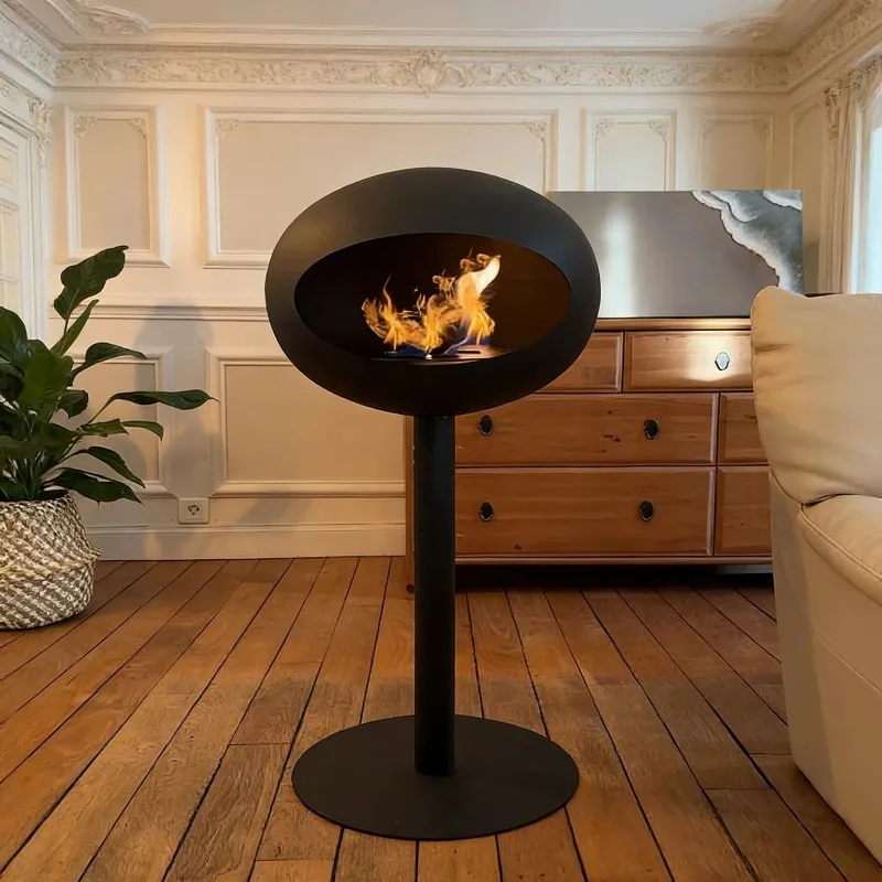 

【Fashionable】High 30.7'' Bioethanol Stand Fireplace Supported, Metal Fire Place Continuously Burning for 2.5 Hours for Living Ro