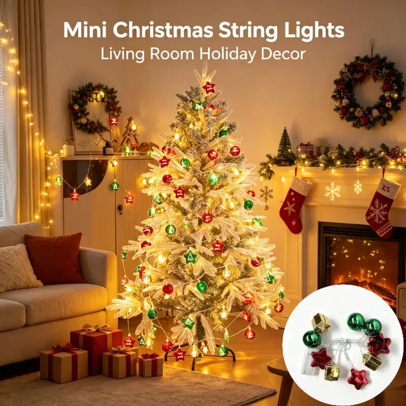 Christmas Decorative String Lights 1.5M 10LED Warm White 2AA Battery Operated LED Lights Merry Christmas Holiday Decor view 6