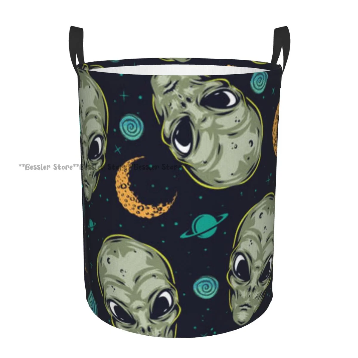 Foldable Laundry Basket for Dirty Clothes Vintage Alien Stars Pattern Storage Hamper Kids Baby Home Organizer