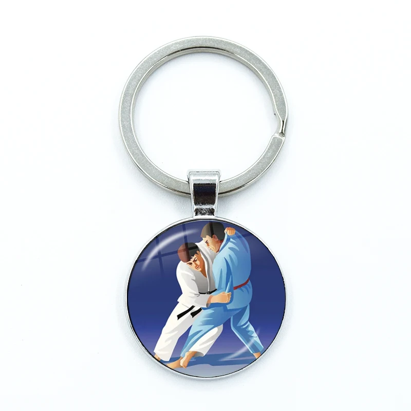 2024 Fashion Sports Judo Keychain Women and Men Practice Judo Karate Glass Keychain Jewelry Japanese Martial Arts Souvenir