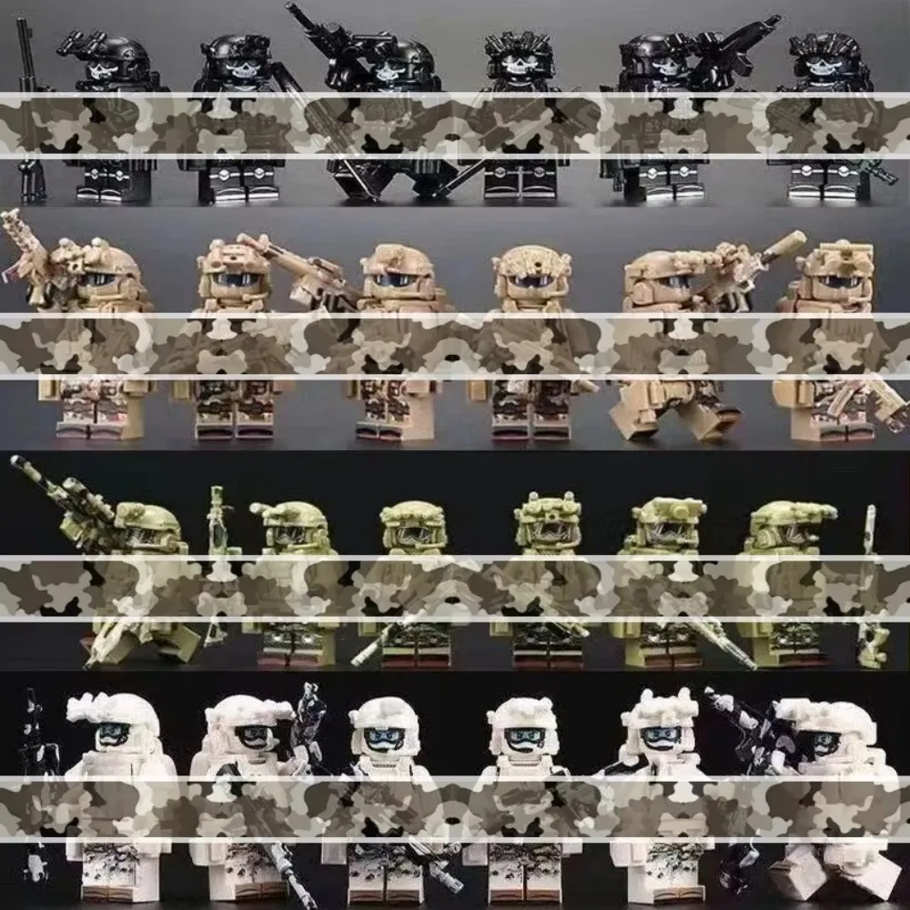 Ensemble de construction de mini figurines de l'équipe d'aventure, 24 pièces, jouets de figurines camouflage avec équipement et équipement, cadeau de jeu de rôle pour garçons de 8 à 12 ans