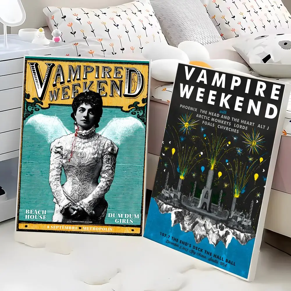 Vampire Weekend Rock Band Painting Calligraphy Poster Eco-Friendly Decor Frameless Canvas