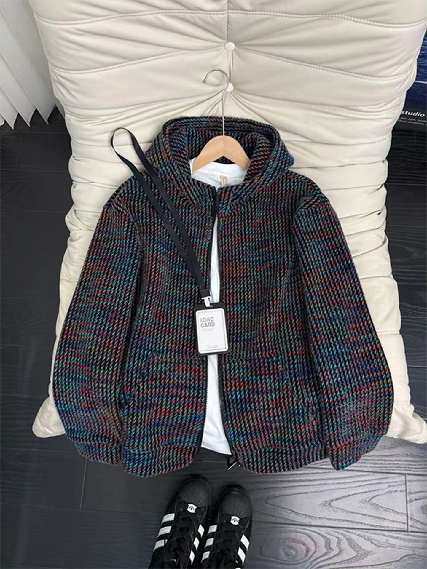 

Мужской вязаный кардиган Cleanfit, толстовка в полоску, американский ретро Sle, зимняя теплая верхняя одежда, повседневная молодежная мода