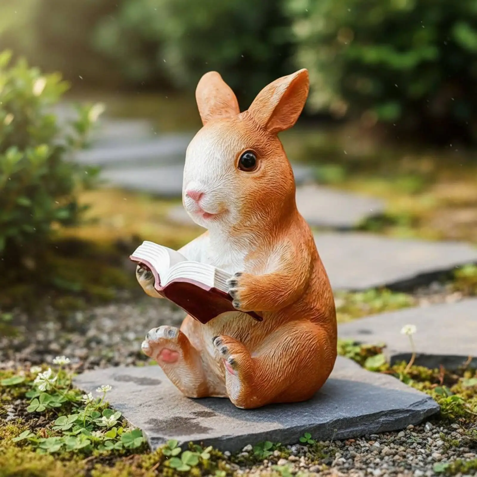Resin Garden Bunny Hand-Painted Bunny Garden Ornament Weather Resistant Cute