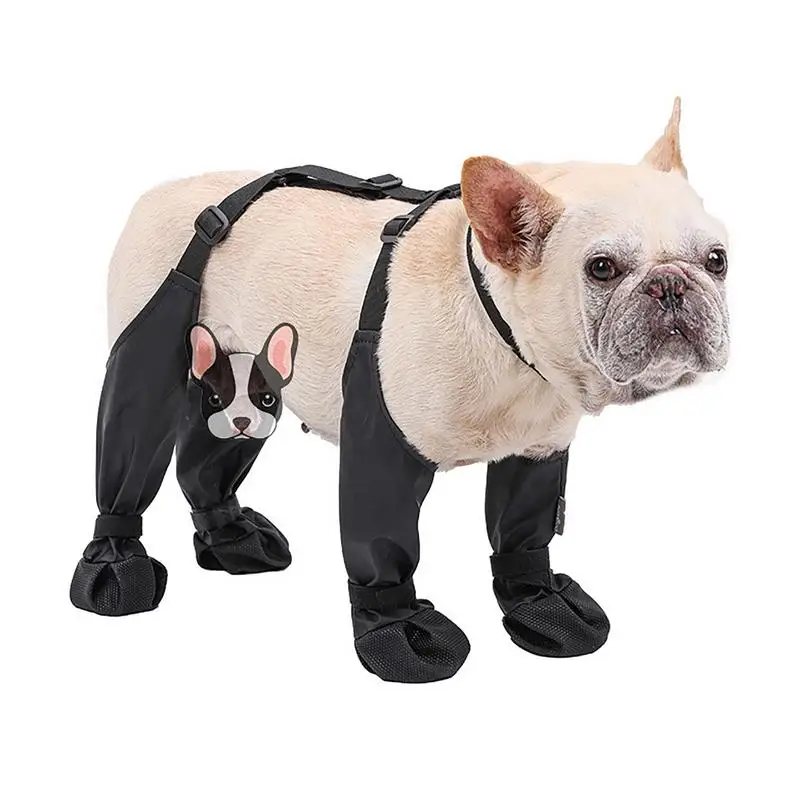 Waterproof Dog Shoes Adjustable Dog Boots Non Slip Breathable French Bulldog Suspender Boots Pet Dogs Outdoor Walking Shoes