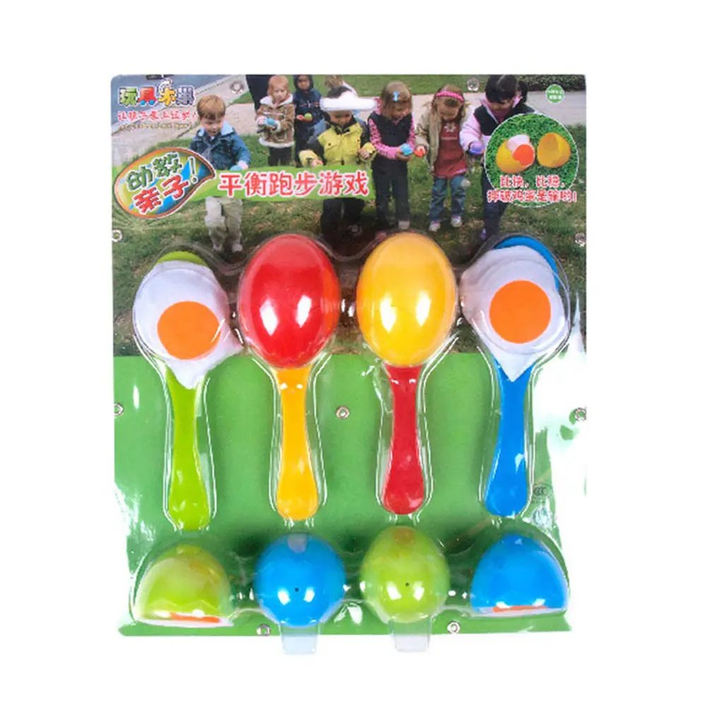 8Pcs Running Balance Training Set 4 Colorful Eggs 4 Matching Spoons for Kids Sensory Motor Development Coordination Brain