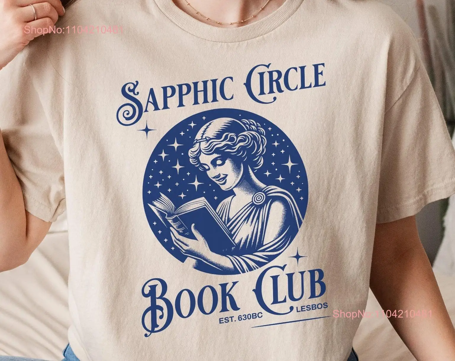 Sapphic T Shirt Art Subtle Bi Pride Book Club s Sappho Crewneck Literature Light Academia Lover long or short sleeves