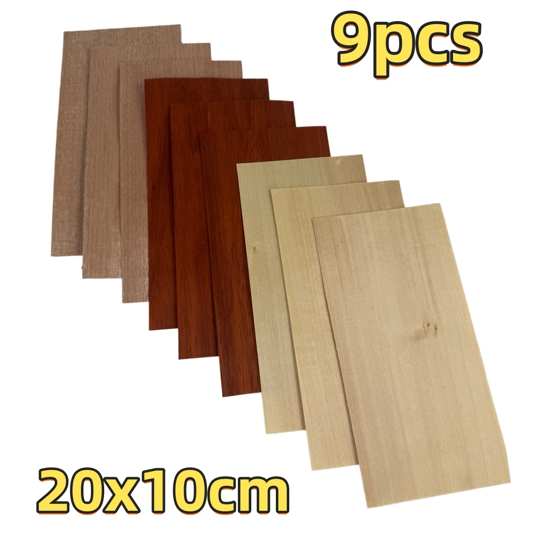 

0.5mm Thick Natural Wood Veneer Pack, Mixed Wood Species Assortment for DIY Wardrobe Doors, Size 20x10cm