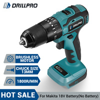 Drillpro 13mm Brushless Impact Drill Electric Drill 20+3 Torque Screwdriver Drill Power Tool for Makita 18V Battery