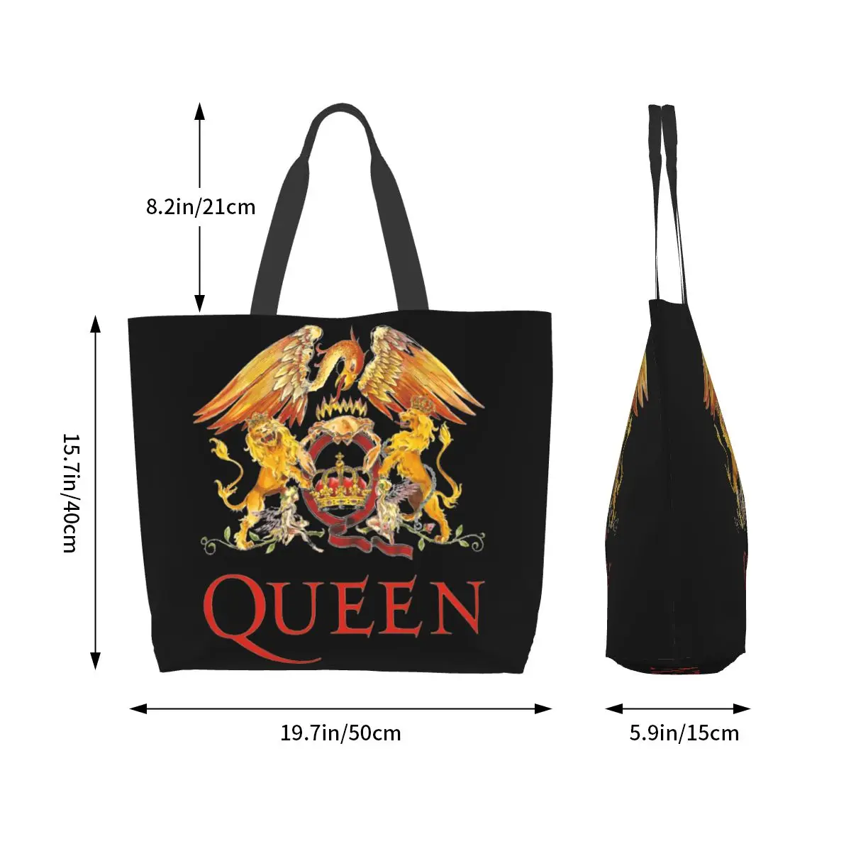 Bolsa de ombro britânica para mulheres, banda Queen, Freddie Mercury, bolsa de compras, livro de viagem conveniente, logotipo personalizado