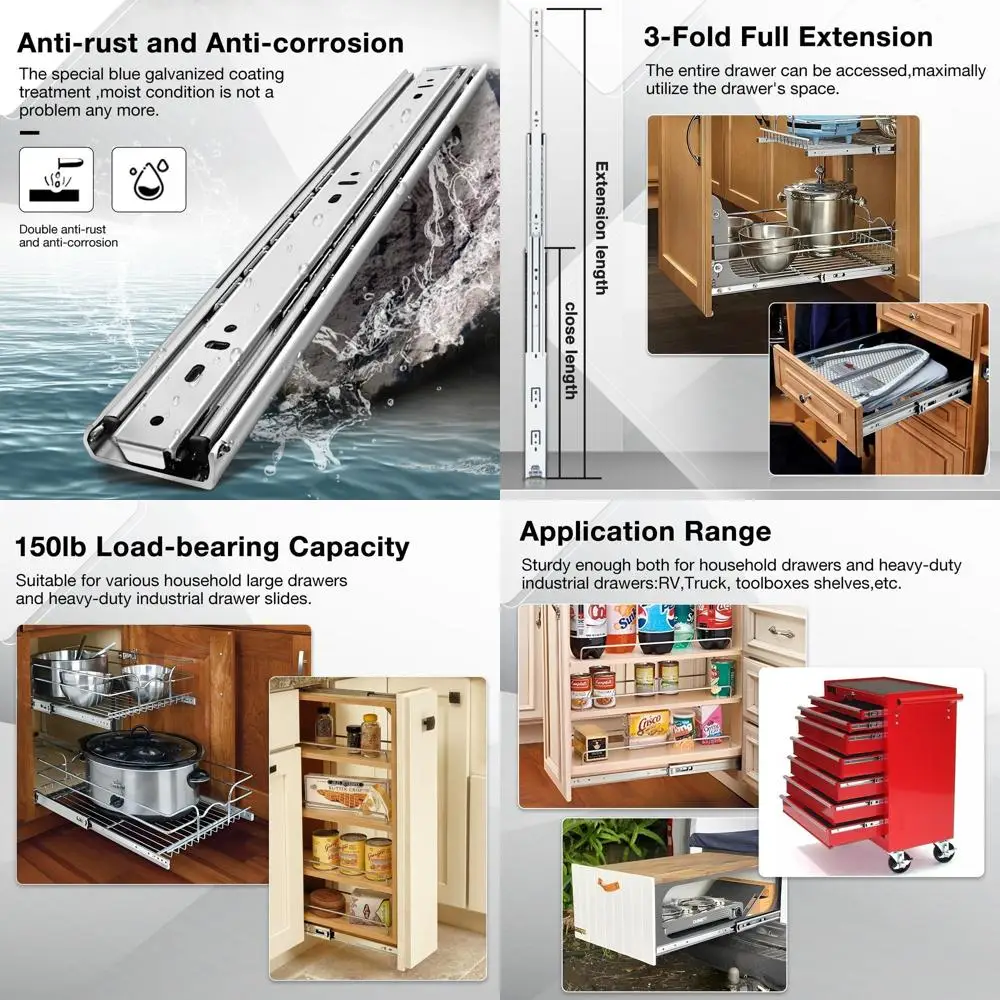 

Усиленные удлинители-направляющие для бокового крепления, 12-40 дюймов, пара, грузоподъемность 73 фунта
