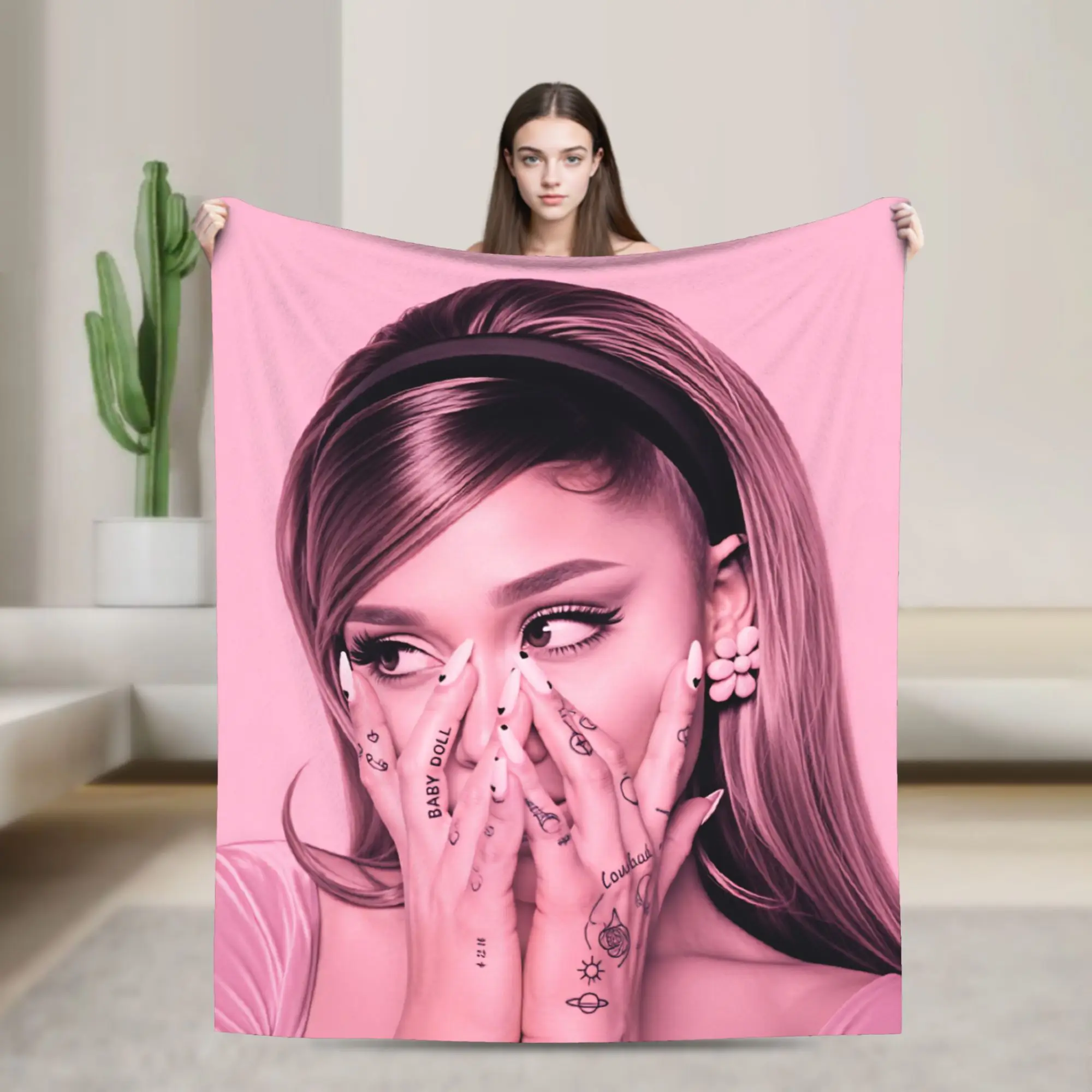 Super Soft Blanket Child Decorative Ariana Grande Throw Blanket  Flannel Bedspread For Couch Chair Sofa Bed Sofa Bed Cover
