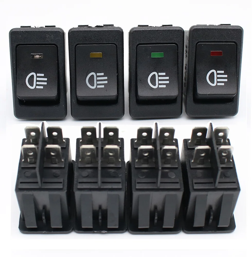 

KCD4 Кулисный переключатель ВКЛ-ВЫКЛ 2-позиционный 4-контактный светодиодный 12 В 35 А Автомобильный переключатель противотуманных фар с подсветкой Кулисный переключатель