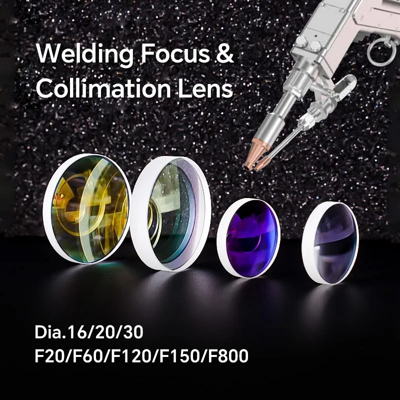 Laser Welding Focus Collimation Lens Dia16/20/30 F50/60/100/120/150/800mm for QILIN CQWY SUP21S WSX Laser Welding Gun Lenses