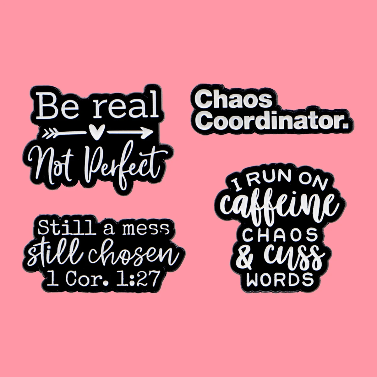 'I RUN ON CAFFEINE, CHAOS and CUSS WORDS' Enamel Pin Self DeprecatingQuotes Brooch Pines Lapel Pins Badge Fashion Jewelry Gifts