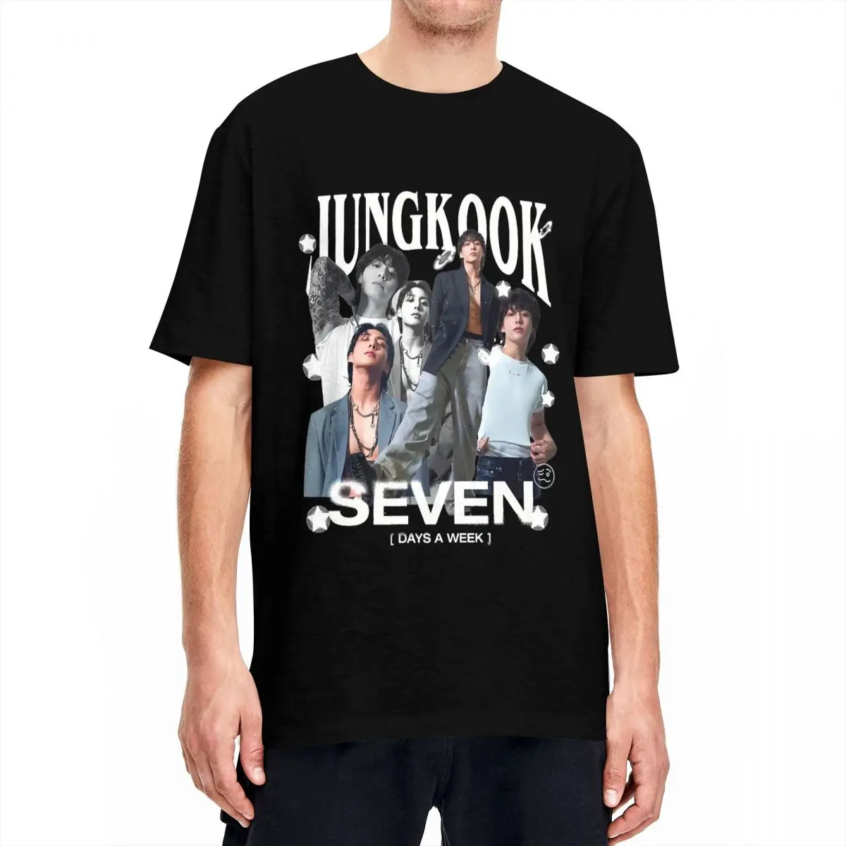 Retro Jungkooks Kpop Music T Shirt Men's Cotton Tops Shirts Novelty Round Neck Short Sleeve