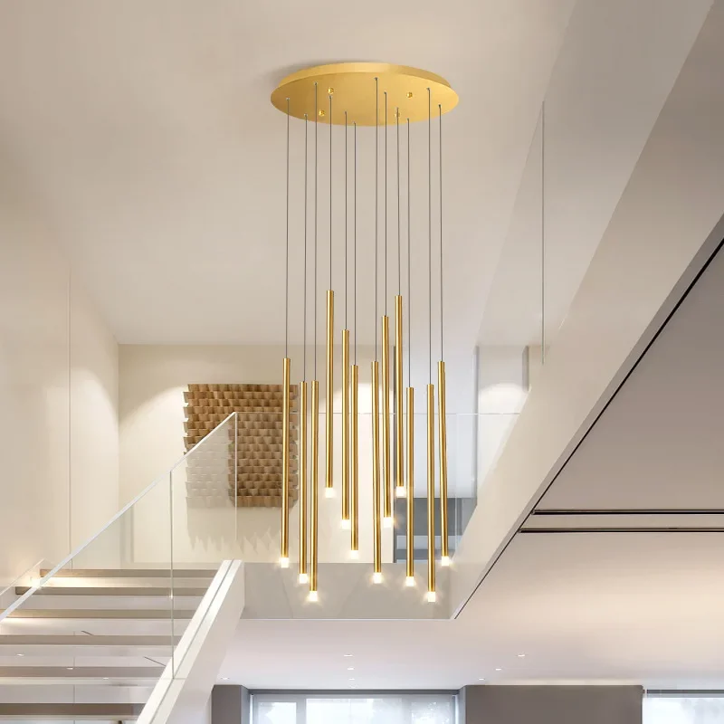 

Designer's Luxury Crystal LED Long Pendant Lamp Restaurant Villa Hotel Lobby Staircase Hanging Chandelier Home Lighting Decor