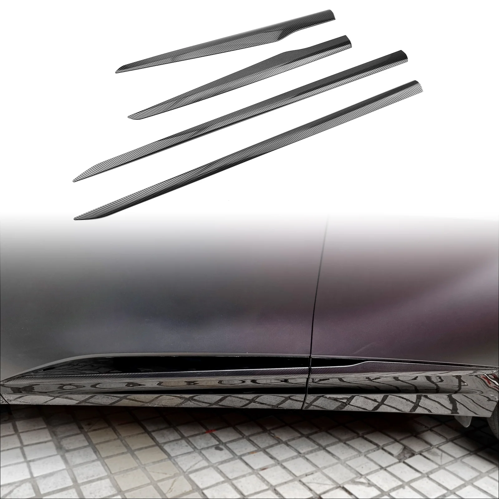 

Ярко-черный чехол из углеродного волокна из АБС-пластика с четырьмя дверными нижними декоративными полосами для Kia Sporatge NQ5 2022-2025, внешние аксессуары