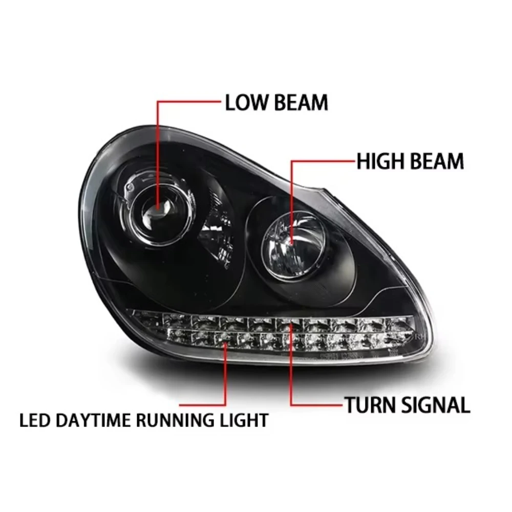Car Styling for Porsche Cayenne 2pcs Headlights 2003 2004 2005 2006 2007 2008 LED DRL High Low Beam Xenon Head Lamp Accessories