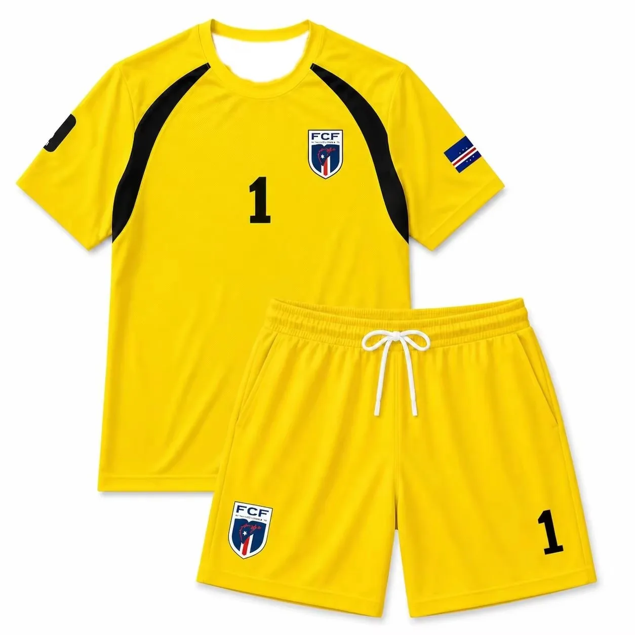 Vozinha No.1 Trikot- und Shorts-Set, Kurzarm-Fußballuniform im Nationalstil mit Shorts mit Kordelzug, Trainings- und Wettkampfsportbekleidung – Detail 5