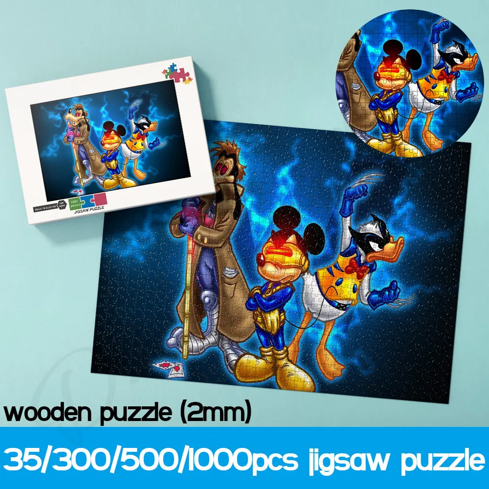 

Puzzles for Kids Disney Cool Mickey Mouse Goofy and Donald Duck Wooden Box 1000 Pieces Cartoon Puzzle Funny Decompression Toys