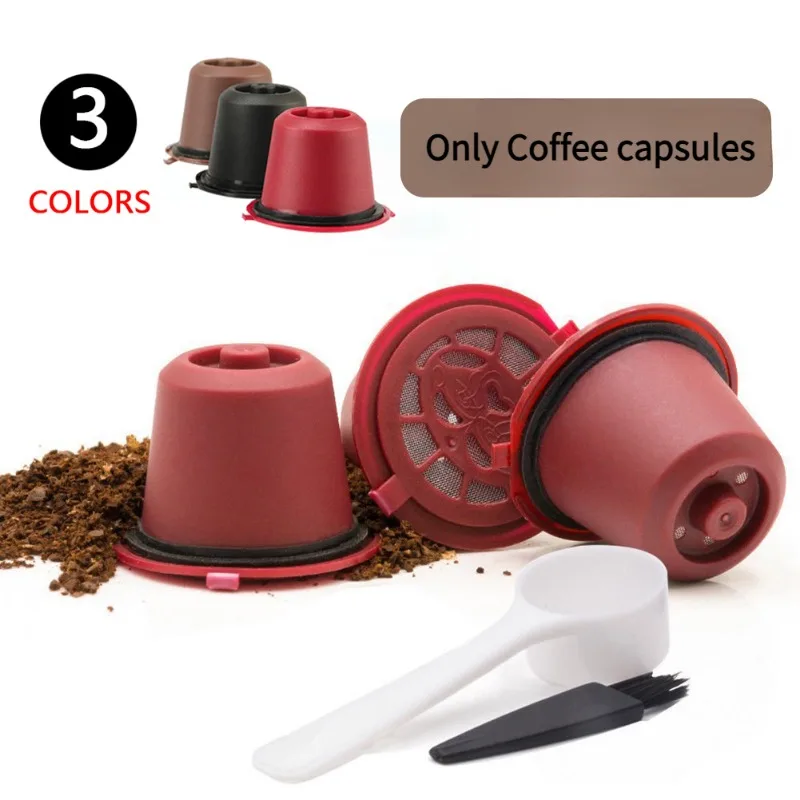 Refillable Reusable Nespresso Coffee Capsule with 1PC Plastic Spoon Filter Pod for Original Line Siccsaee Filters Coffee Set