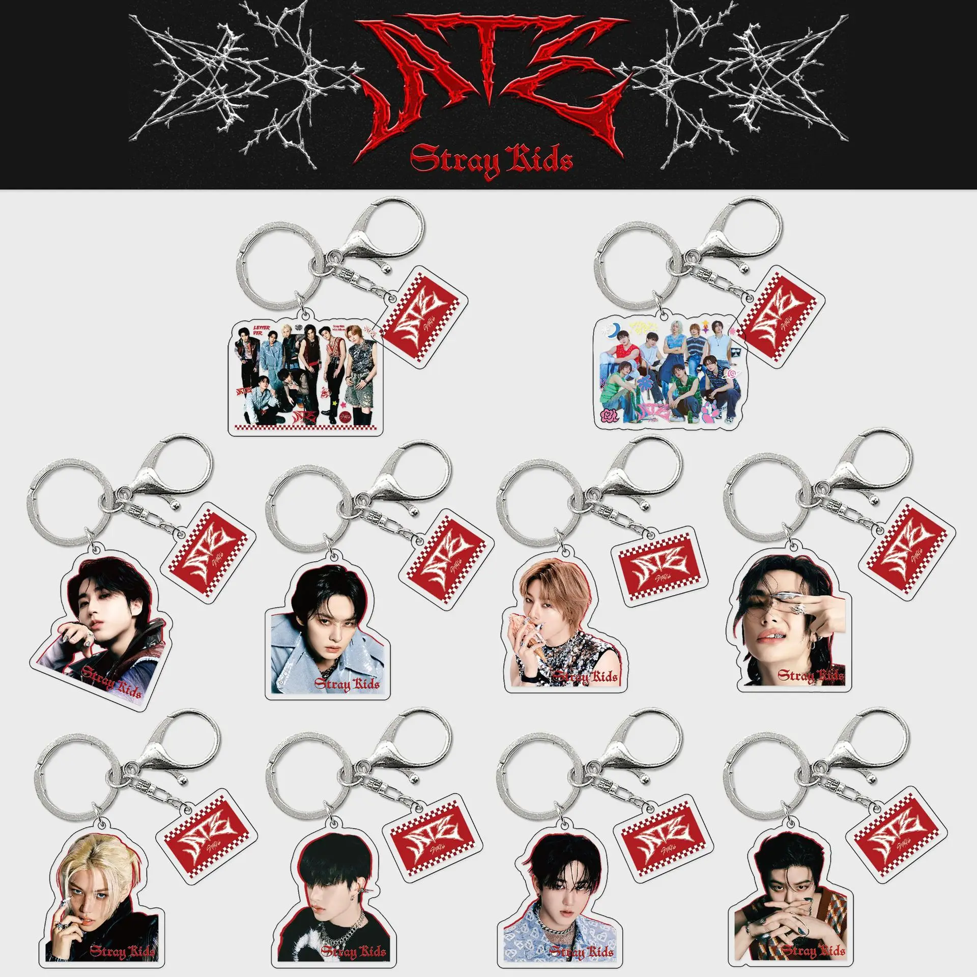 SKZOO-Llavero de celebridad del equipo para hombre, bolso pequeño colgante, accesorios bonitos, colgante acrílico circundante, conjunto de 2 piezas