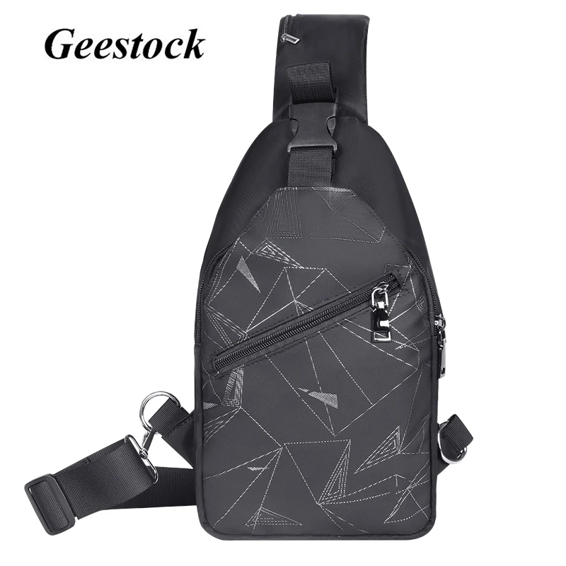 Geestock Men Shoulder Bags Fashion Chest Pack Sling Backpack Small Cross Body Nylon Travel Male Messenger Side Bags Outdoor