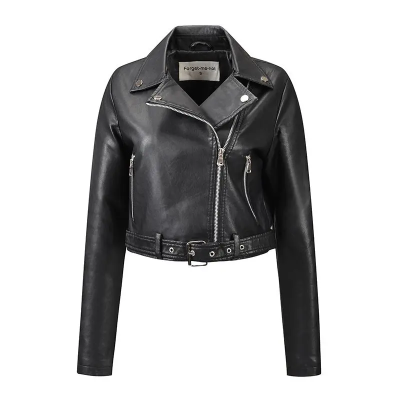 Fall 2026 Women's Short Fit Leather Jacket 3D Printed Stand Collar PU Fashion Versatile Ladies Outerwear Thick Synthetic Skin