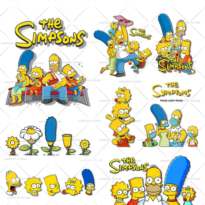 Disney The Simpsons Iron On Patches On Clothing Bart Heat Transfer Vinyl For Clothes T-shirt Family Hot Thermal Sticker DIY Gift