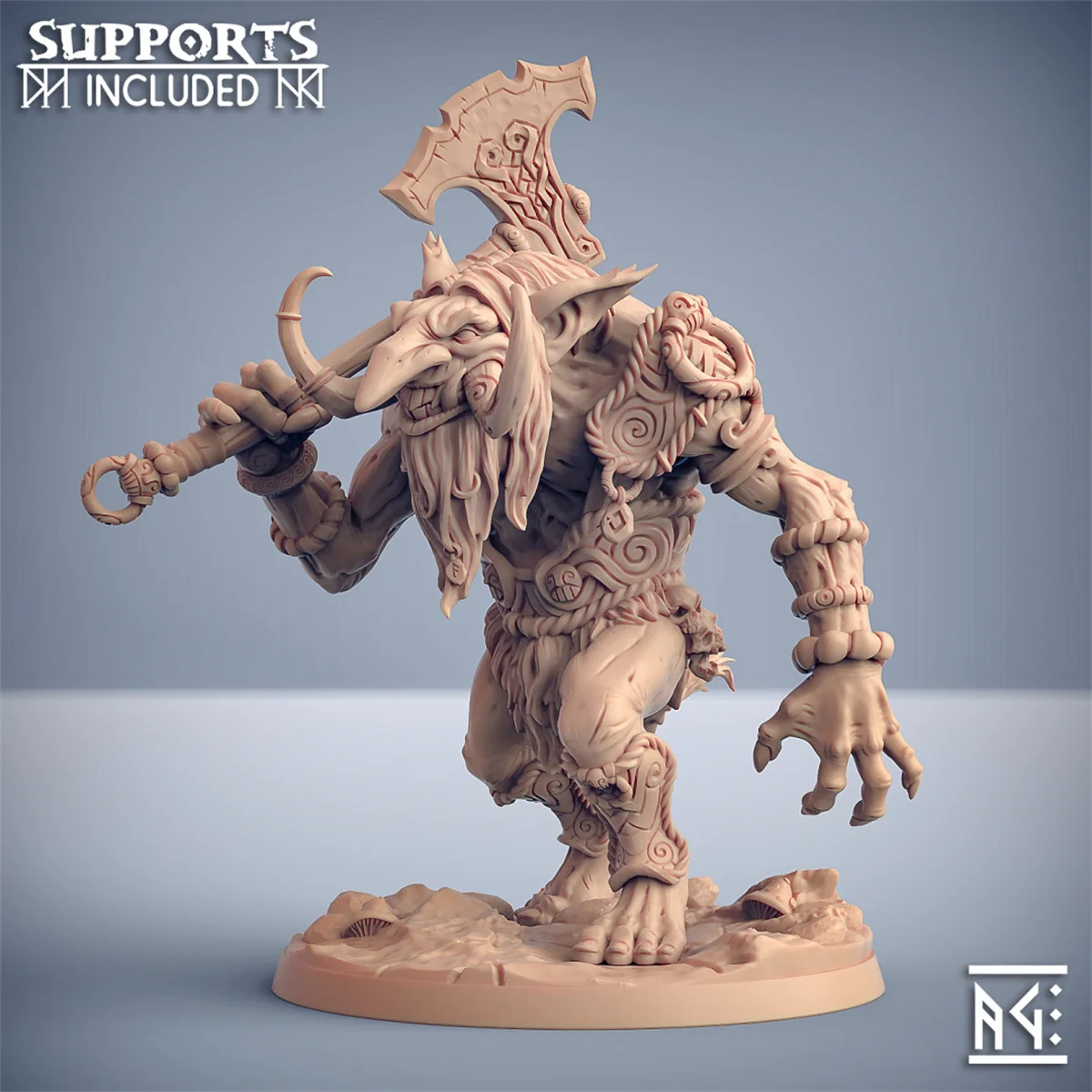 3D Printing Microscopic Models 【 Troll 】 Hunter Witch Druid Maiden Double Headed King Dnd Running Group Battle Pieces