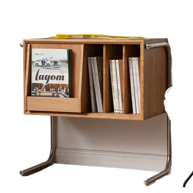 

Nordic solid wood bedside table, Japanese cherry wood log glass door bedroom oak small apartment side cabinet