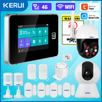 KERUI Smart Life 4G WiFi Burglar Alarm 4.3 Inch Touch Screen Home Alarm System GSM Alarm Kit G64B PIR Motion Sensor Door Sensor